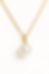 Elegant gold necklace with a pearl pendant on a white background.