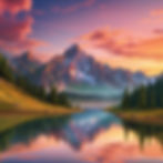 beautiful mountain sunset and water with soft but vibrant colors s that is welcoming, it's