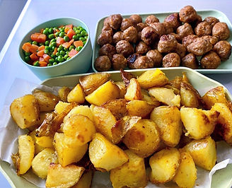 Italian Sausage Balls, Roasted Potatoes,