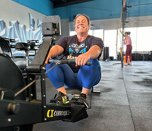 Allie hitting the rower