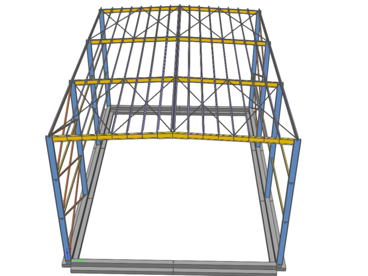 Steel portal frame padel court structure 15m span showing 11m column height and intermediate lateral support system