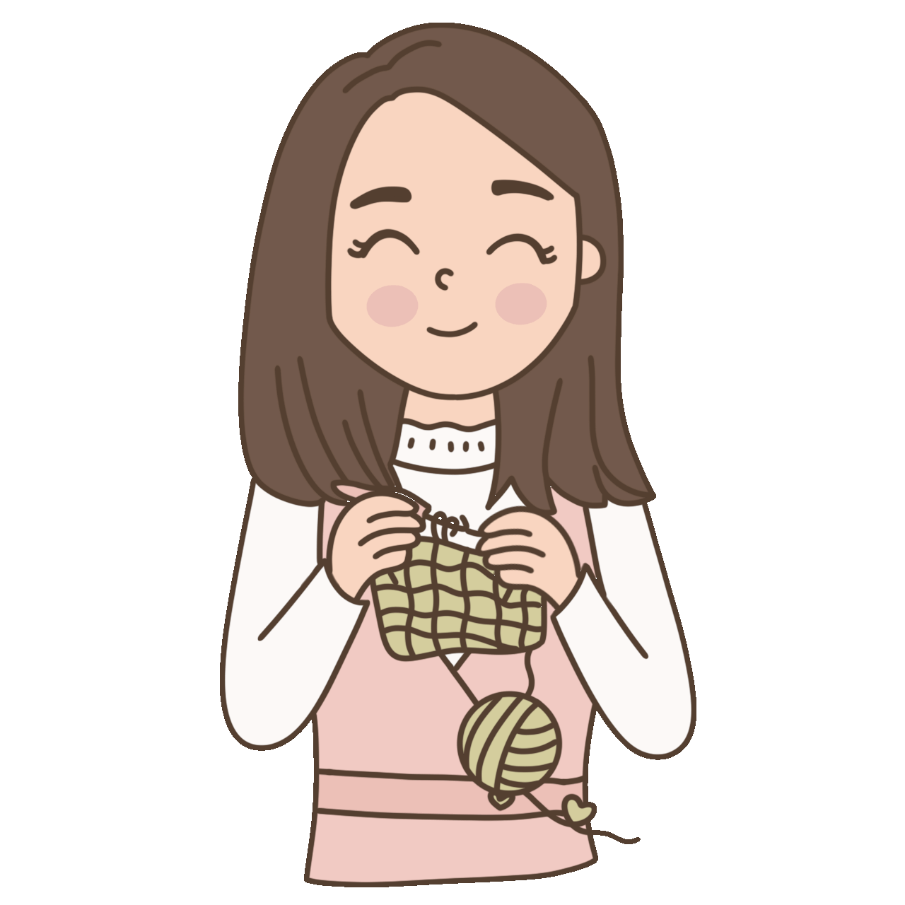 una muñequita tejiendo