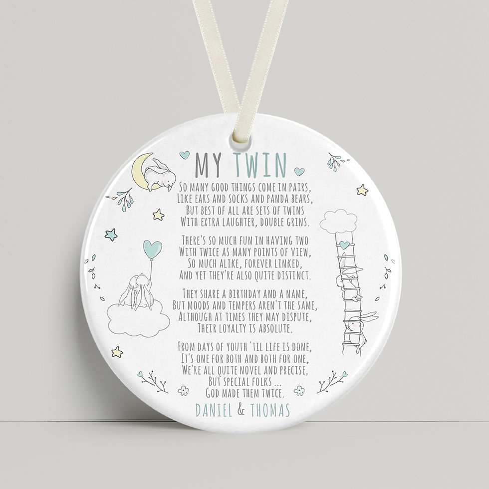 Thumbnail: Twin Boys Rabbits - Two Ornaments