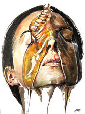 Watercolor painting La Manna, inspired by Monica Bellucci