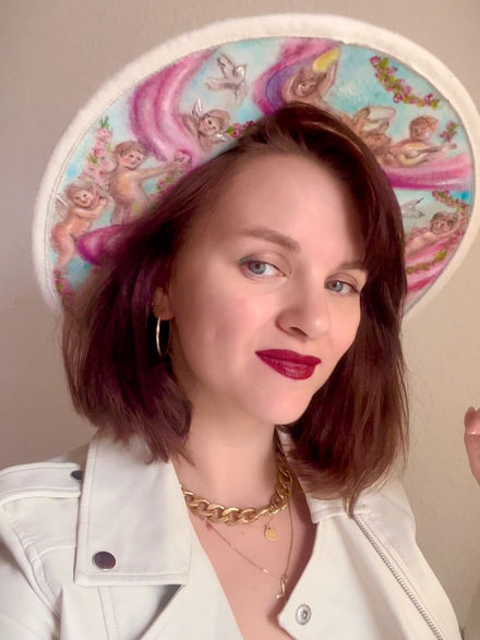 Handpainted hat, custom hat inspired by classical paintings