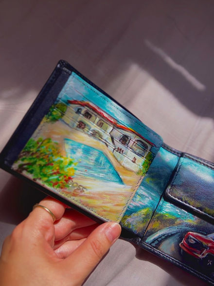 Handpainted wallet, custom painted manifestation wallet