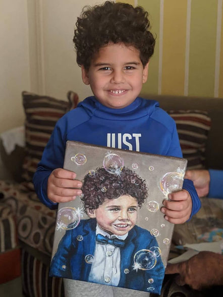 childs portrait painting in acrylic colors