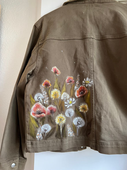 handpainted jeans jacket with wild flowers