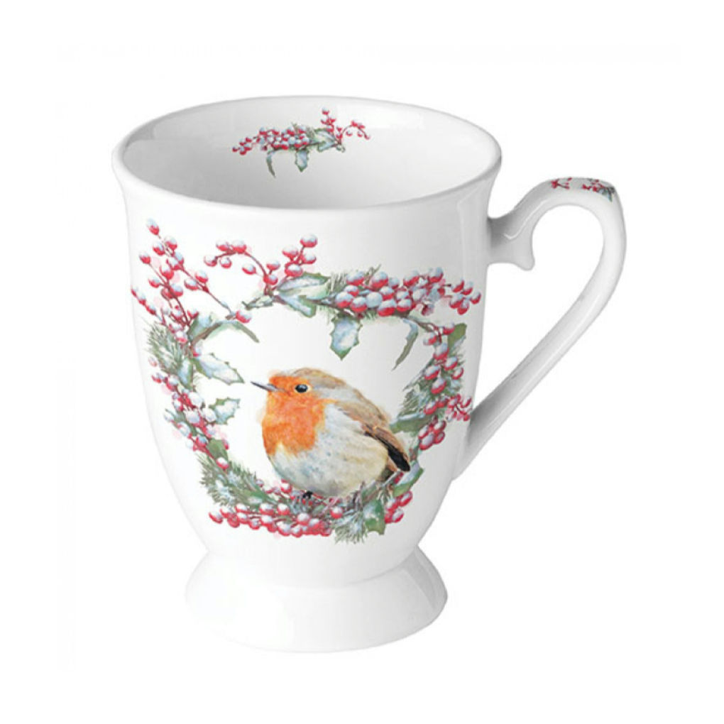 Tazza porcellana  250ml pettirosso