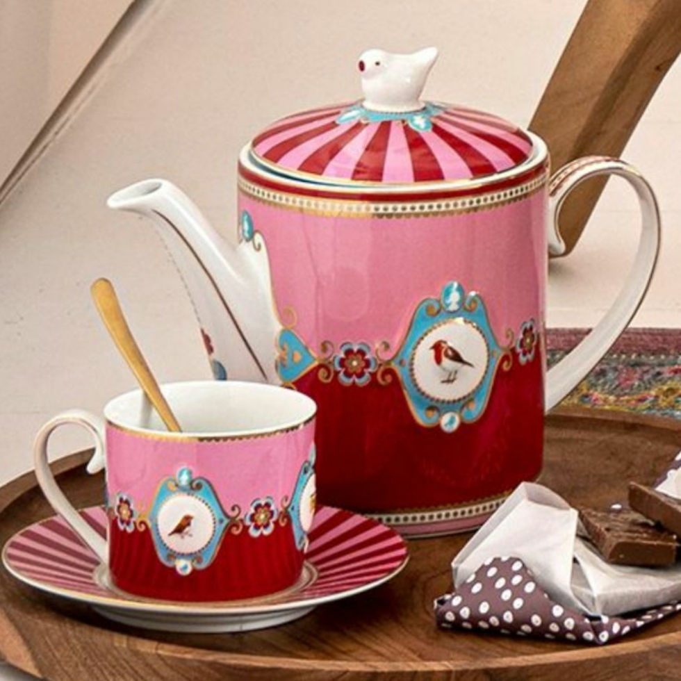 Miniatura: Tazza con piattino loving birds Porcellana
