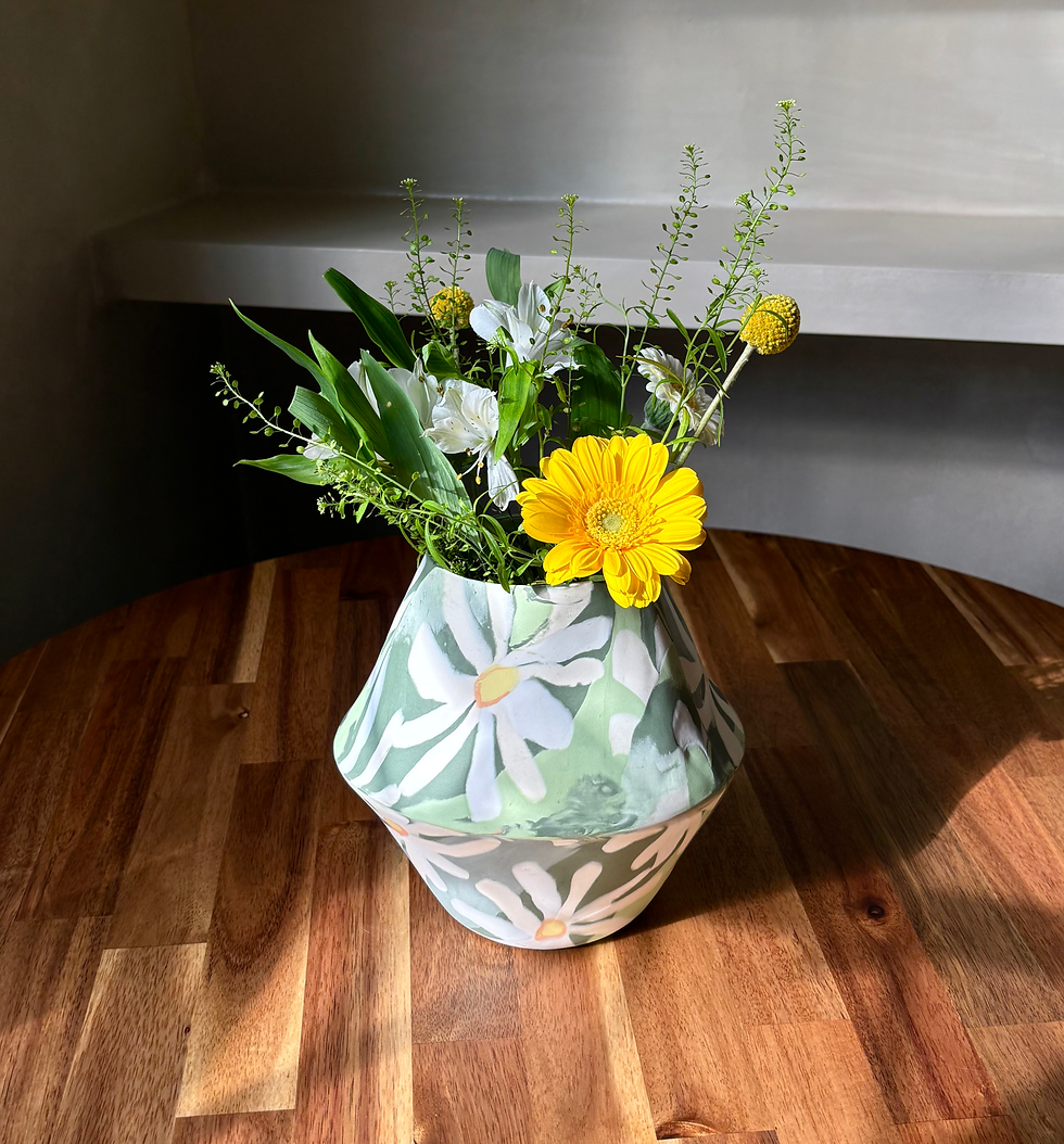 Thumbnail: Sage Green Daisy Porcelain Vase