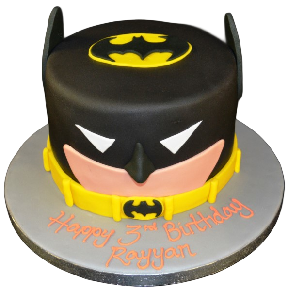 Unique Batman themed cake with a stylized design, perfect for superhero fans and special occasions in UK.