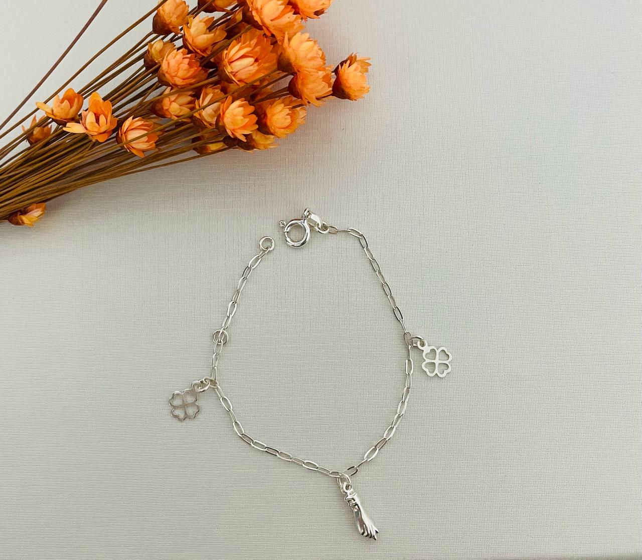 Pulseira Infantil Figa e Trevo