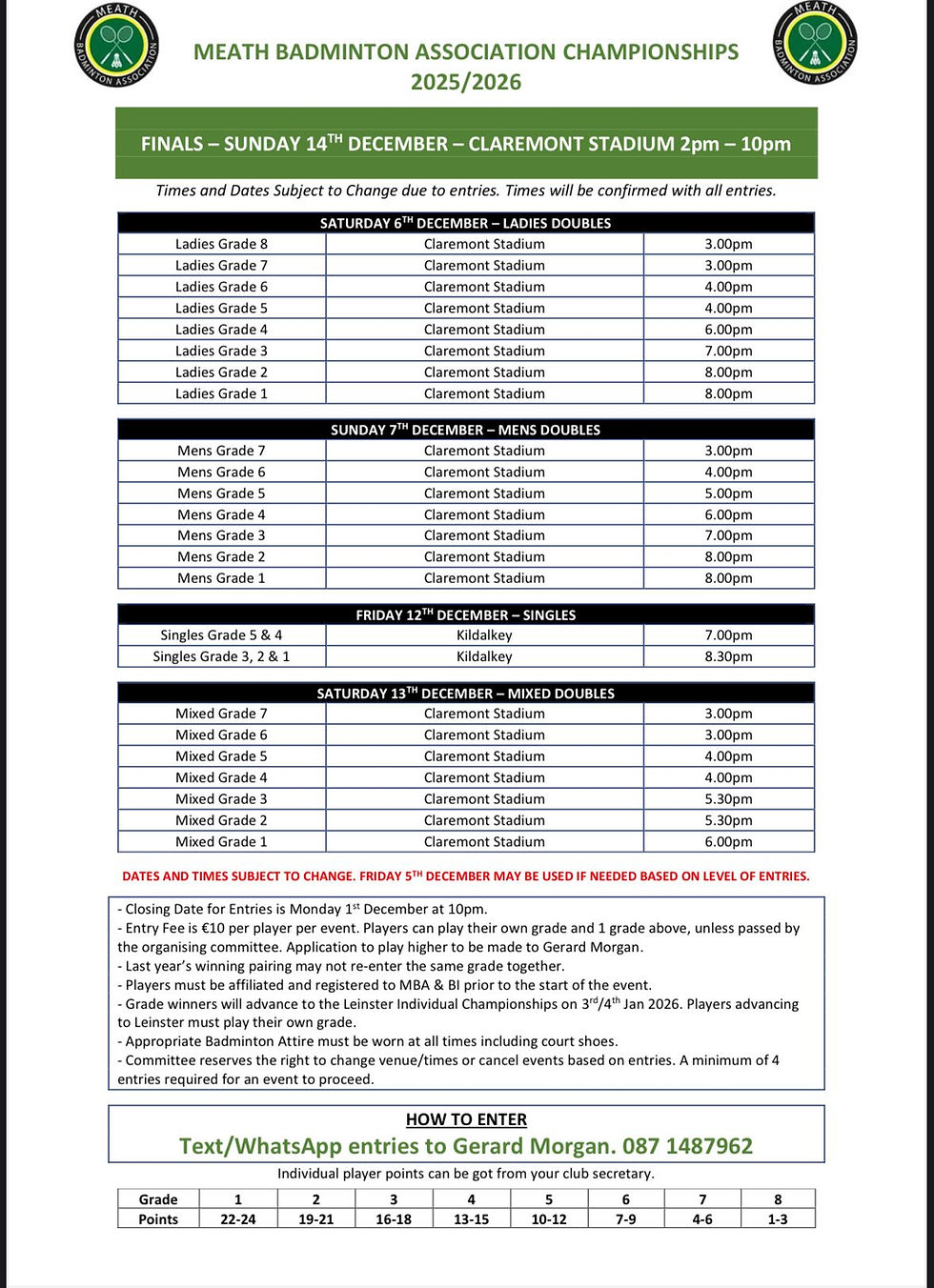 Meath Championships Dates & Details 2025/2026
