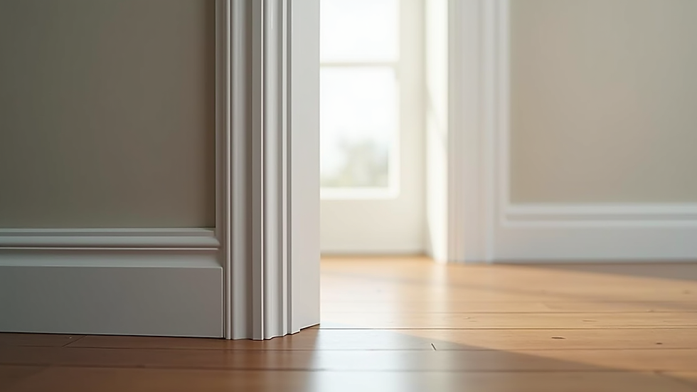 Eye-level view of a door frame with fresh weatherstripping applied