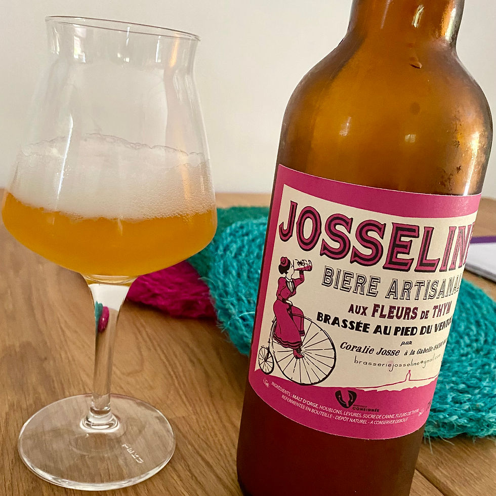 La bière blonde aux fleurs de thym par la Brasserie artisanale Josseline à Monieux en Vaucluse.
