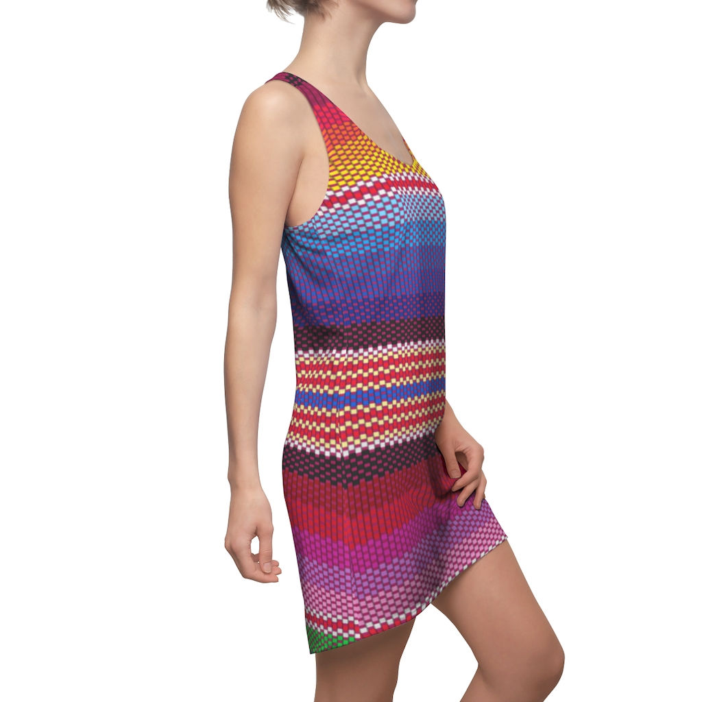 Multi Color Stripe Women's Cut & Sew Racerback Dress