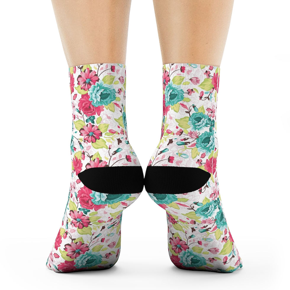 Thumbnail: Multi- Colored Mid Rise Crew Socks