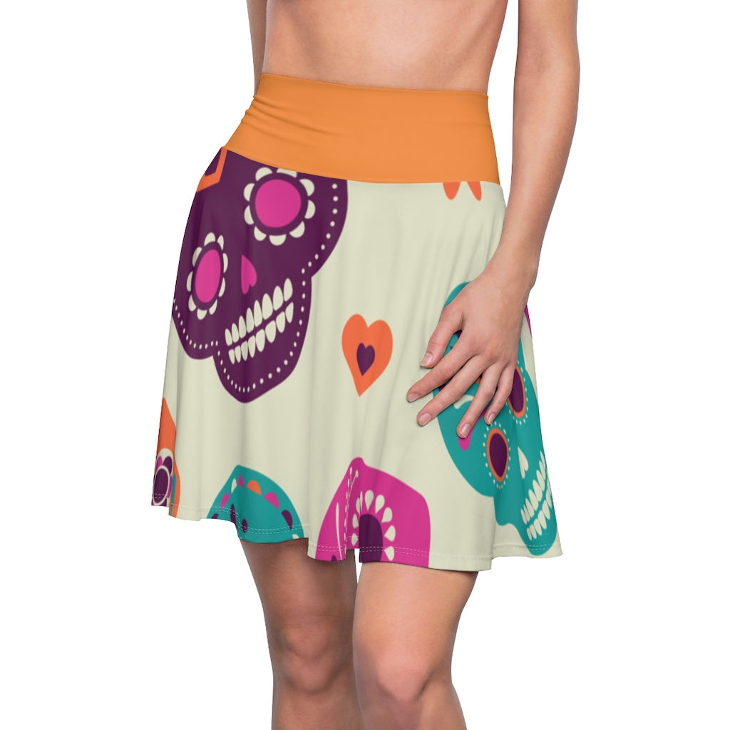 Colorful Skull Women's Skater Skirt