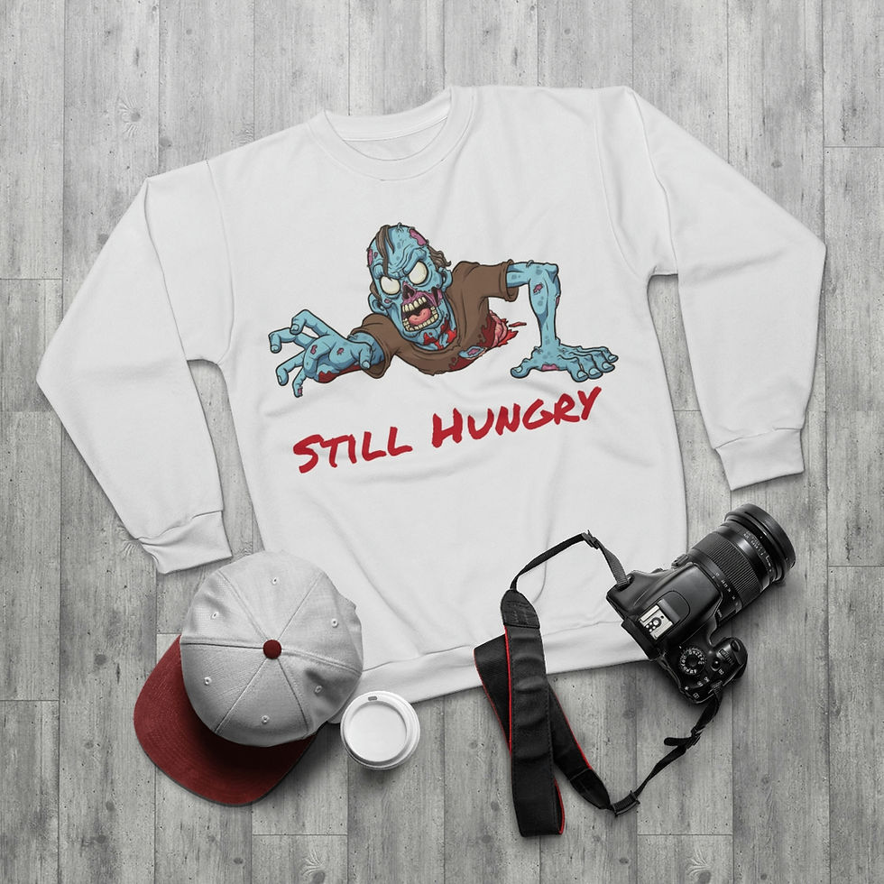 Thumbnail: Still Hungry Blue Zombie Man Graphic AOP Unisex Sweatshirt