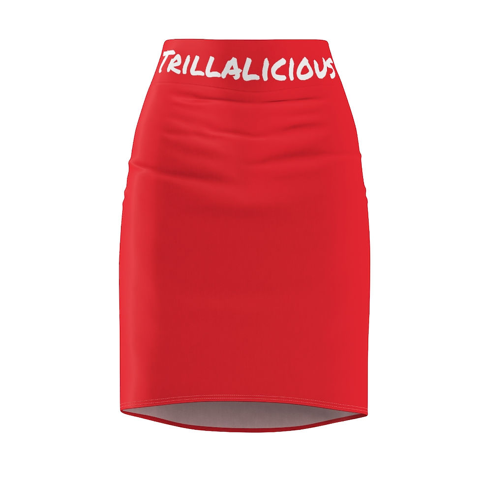 Thumbnail: Red High-Rise Trillalicous Logo Women's Pencil Skirt