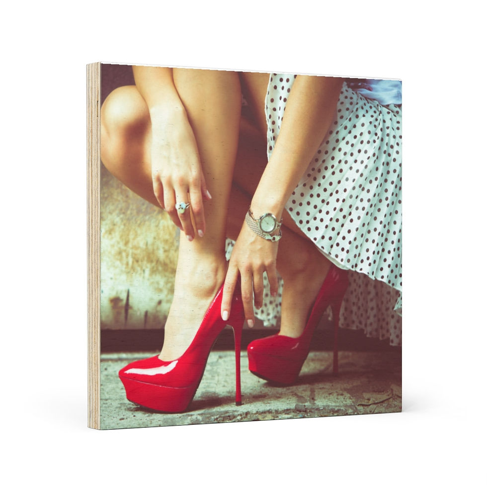 Red Heels Wood Canvas