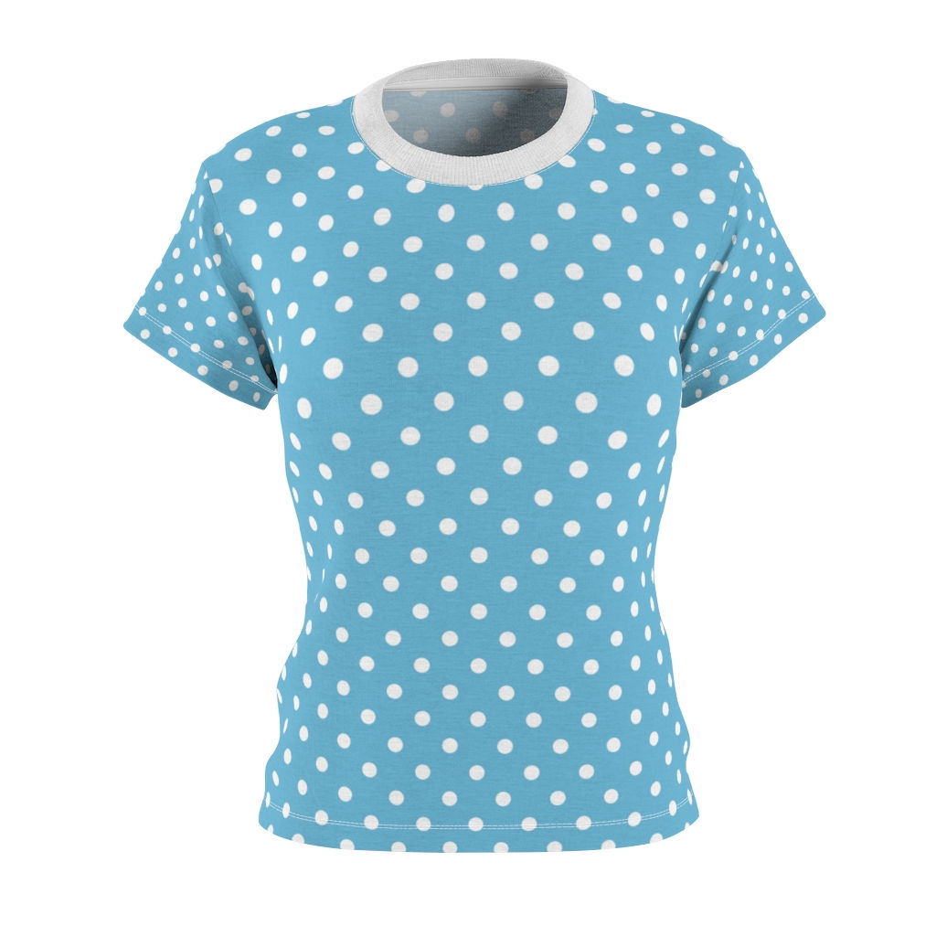 Light Blue and White Polka Dot Women's AOP Cut & Sew Tee