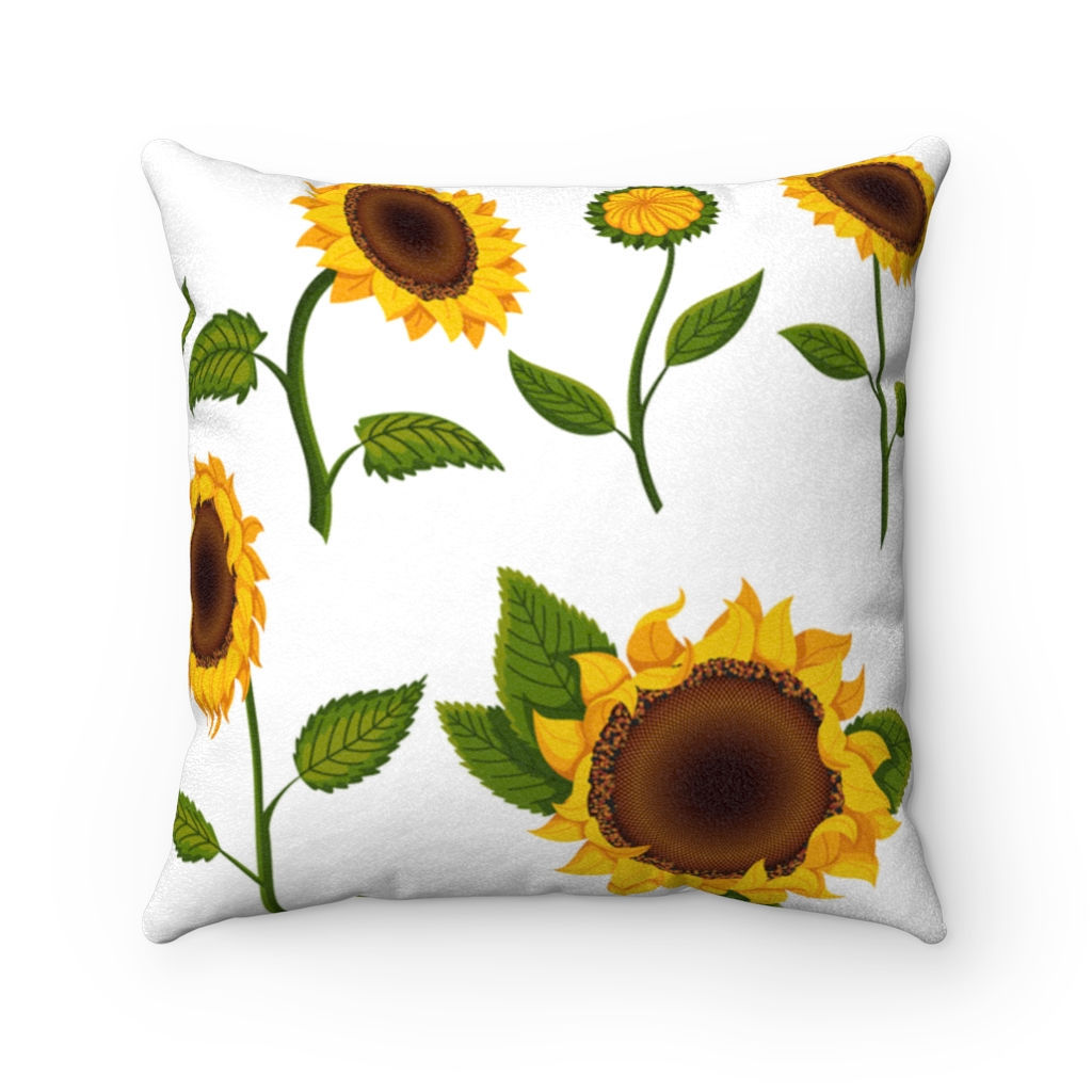 Sunflower Faux Suede Square Pillow
