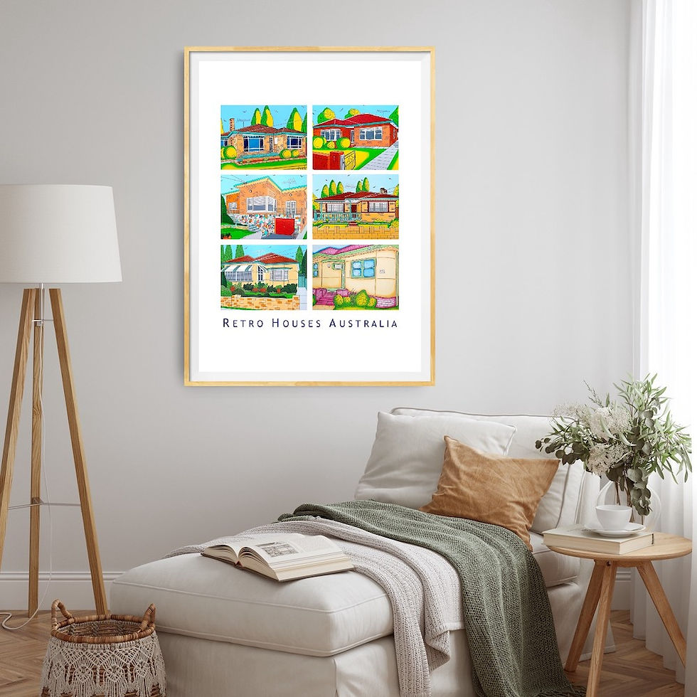 Thumbnail: Retro Houses Australia Tea Towel