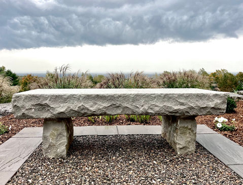 Limestone bench by ADL stonework drystone waller in Ontario Andre Lemieux