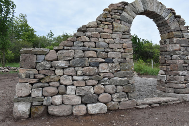 Drystone wall & garden folly by ADL stonework dry stone waller in Ontario Andre Lemieux