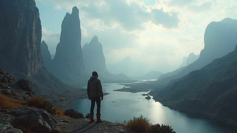 Vista panorámica de un paisaje tecnológico con edificios futuristas