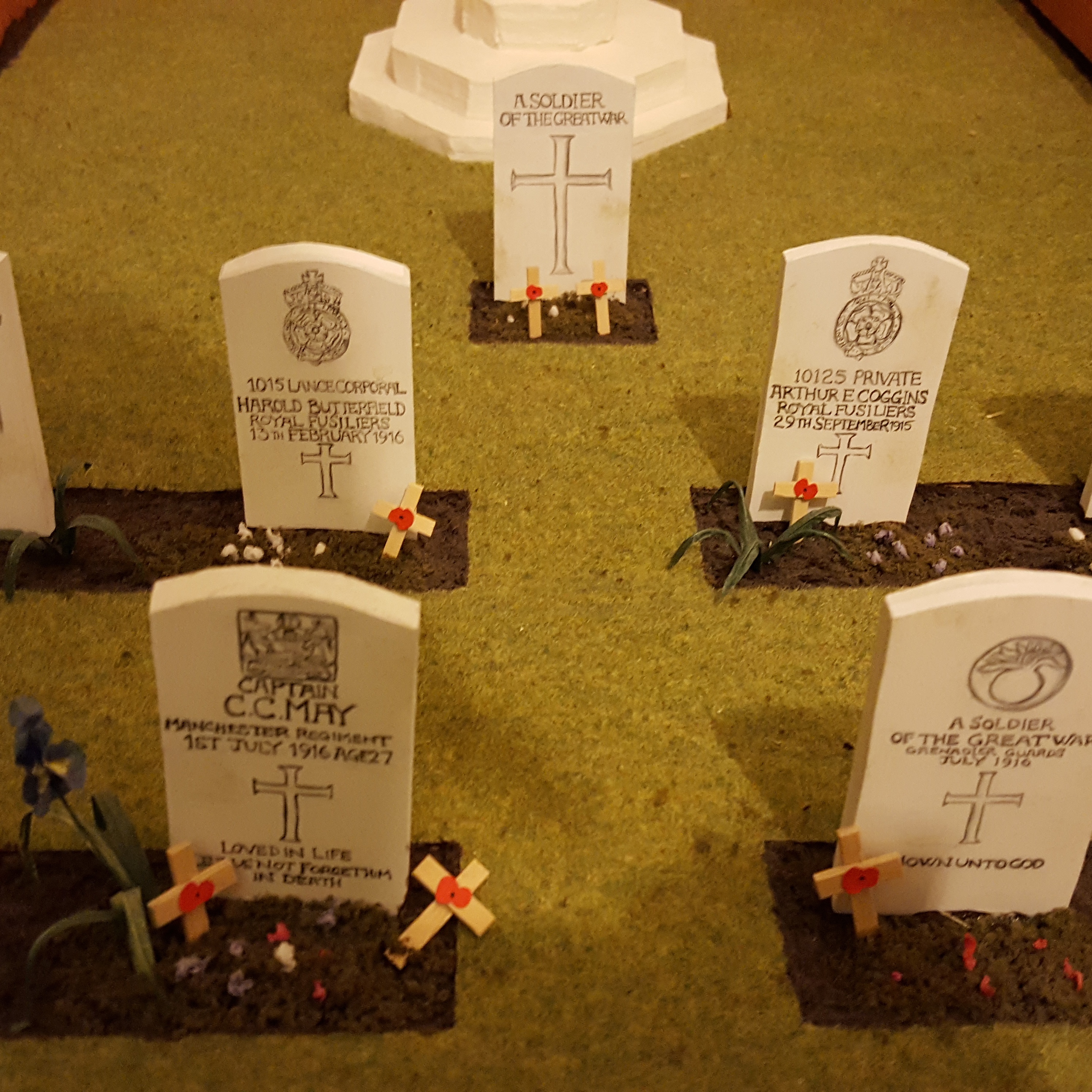 Headstones and Cross in place