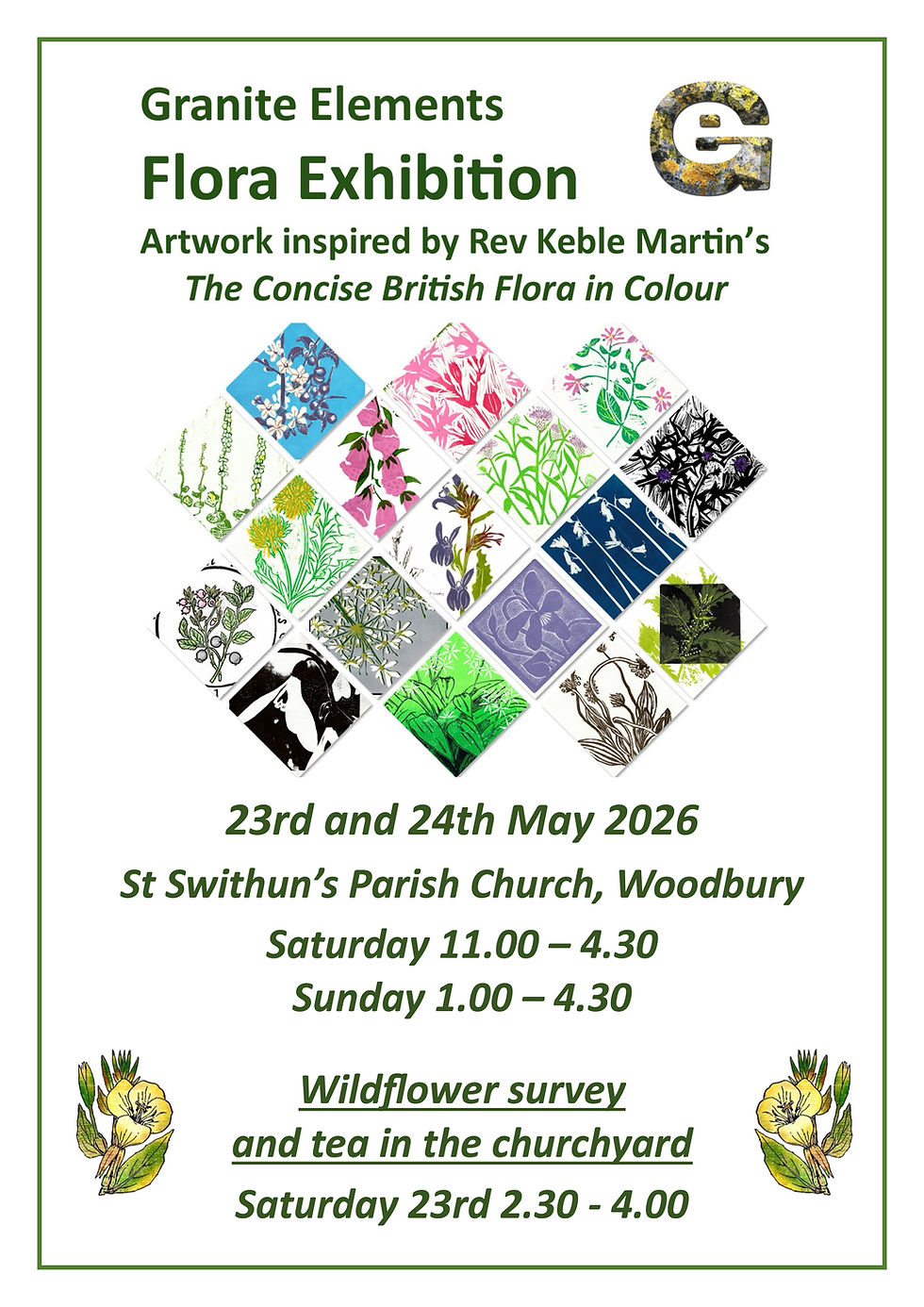 Granite Elements Flora Exhibition 23-24 May 2026 Woodbury Church