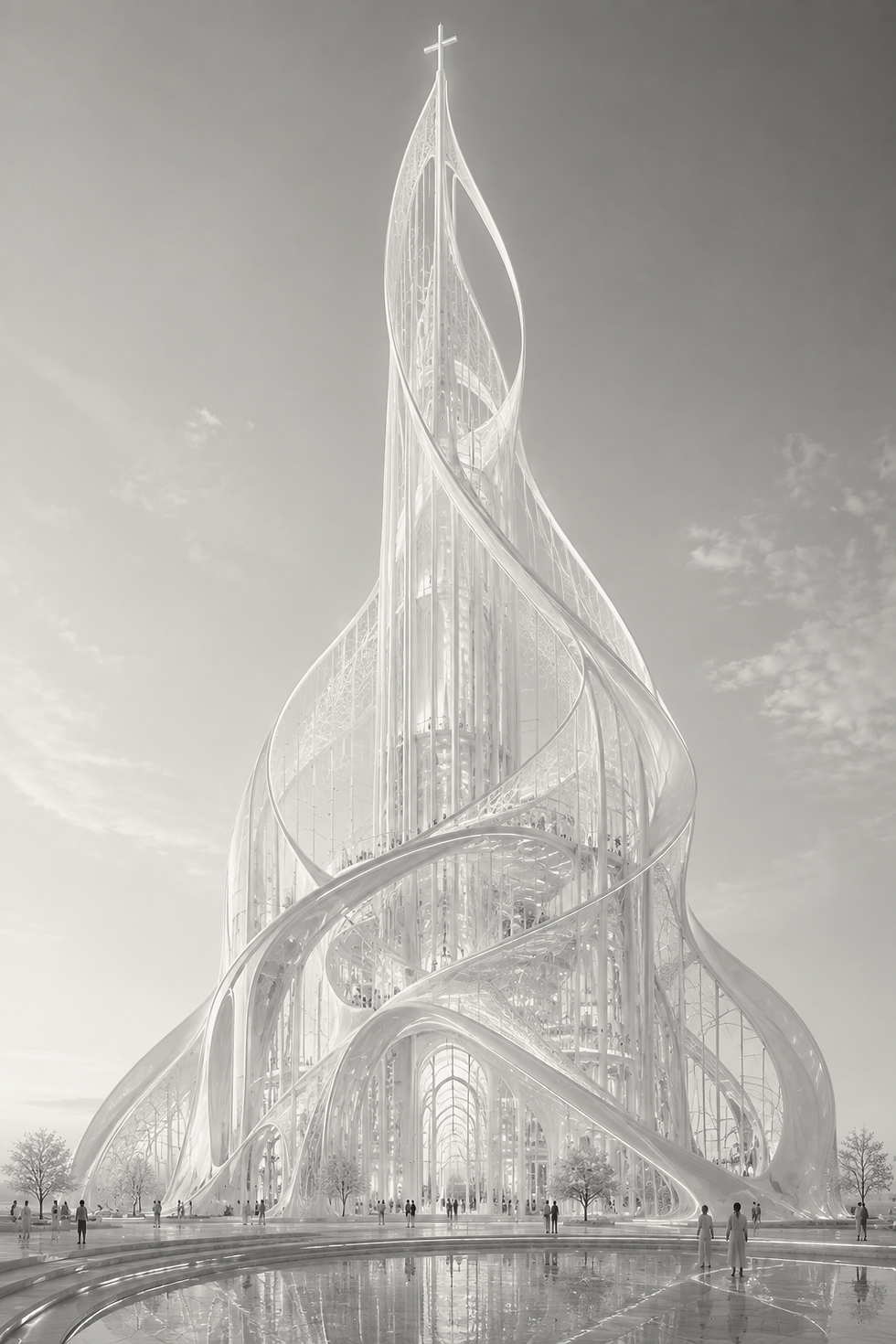 Cathedral in Glass, With spiralforms and vivid female expression