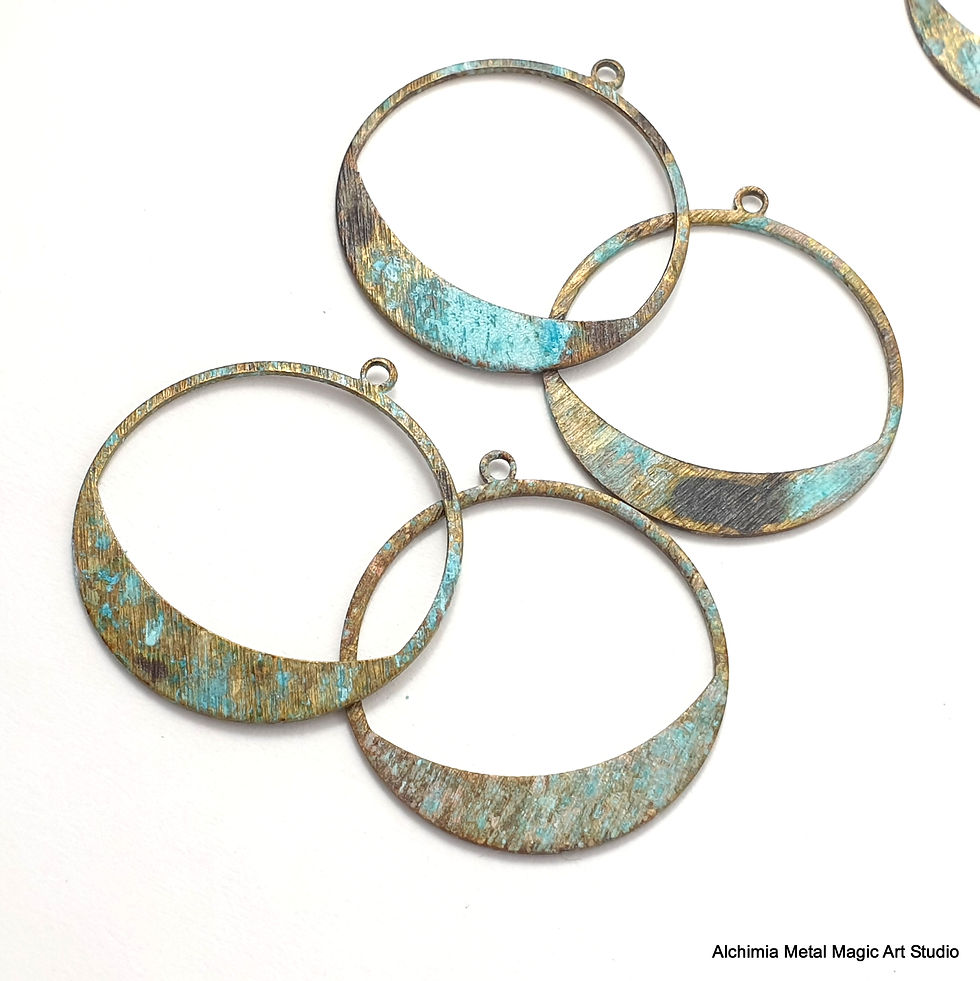 Thumbnail: 12ps Circle earring brass charm Metal round component 474