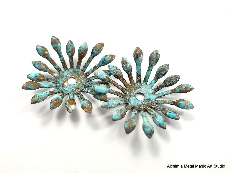 Thumbnail: 10pcs Tassel caps shaped brass flower for ball gemstone Aged  patina 818