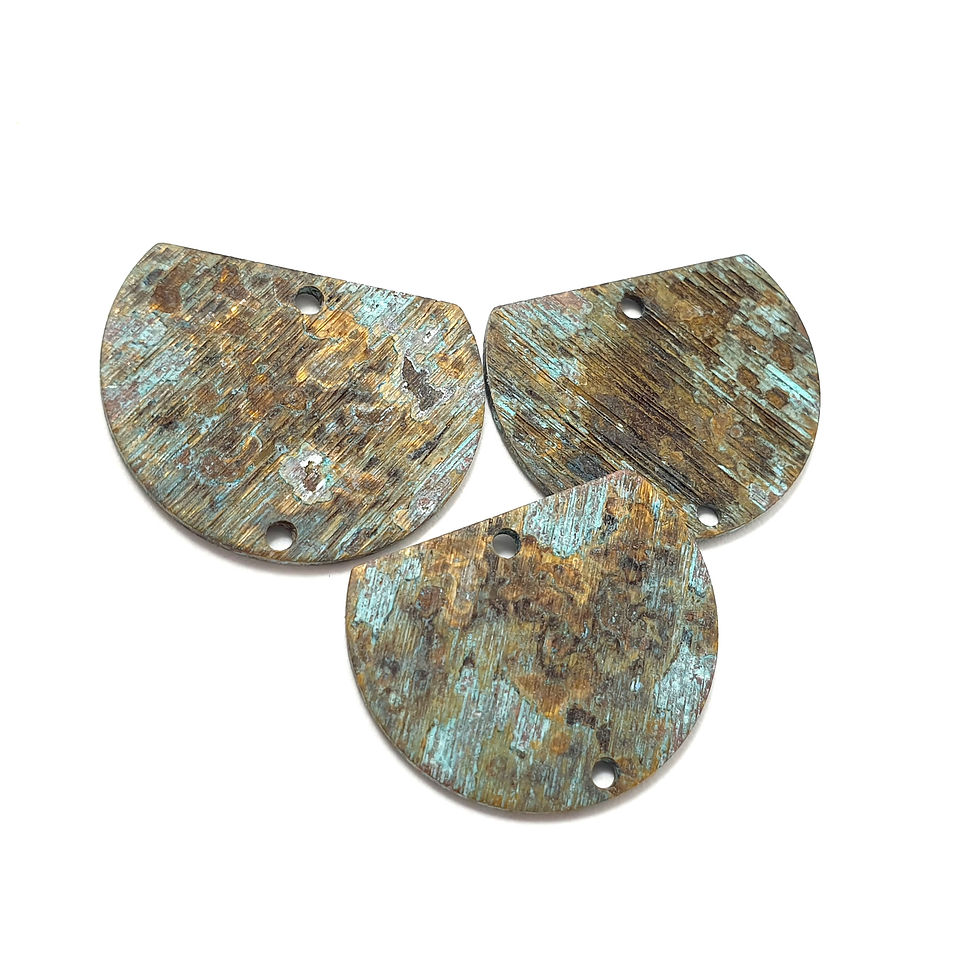Thumbnail: 16ps Earring brass connector 2 holes Shaped half round flat blank 655A