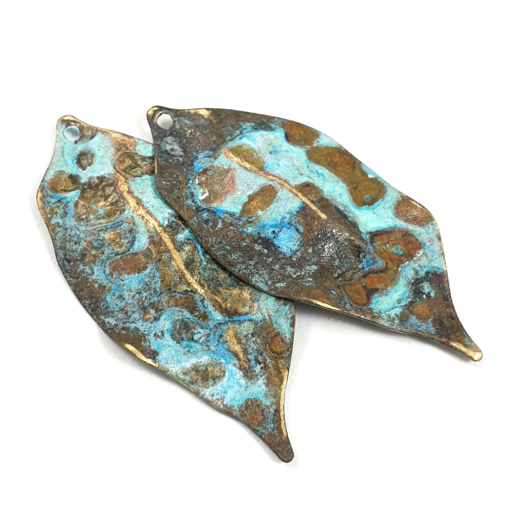 10ps Leaf pendant metal charm 1 hole Brass shaped leaf blank 690A