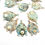 Thumbnail: 6ps Chandelier earring connector 4 loops Brass Vintage blue patina 328