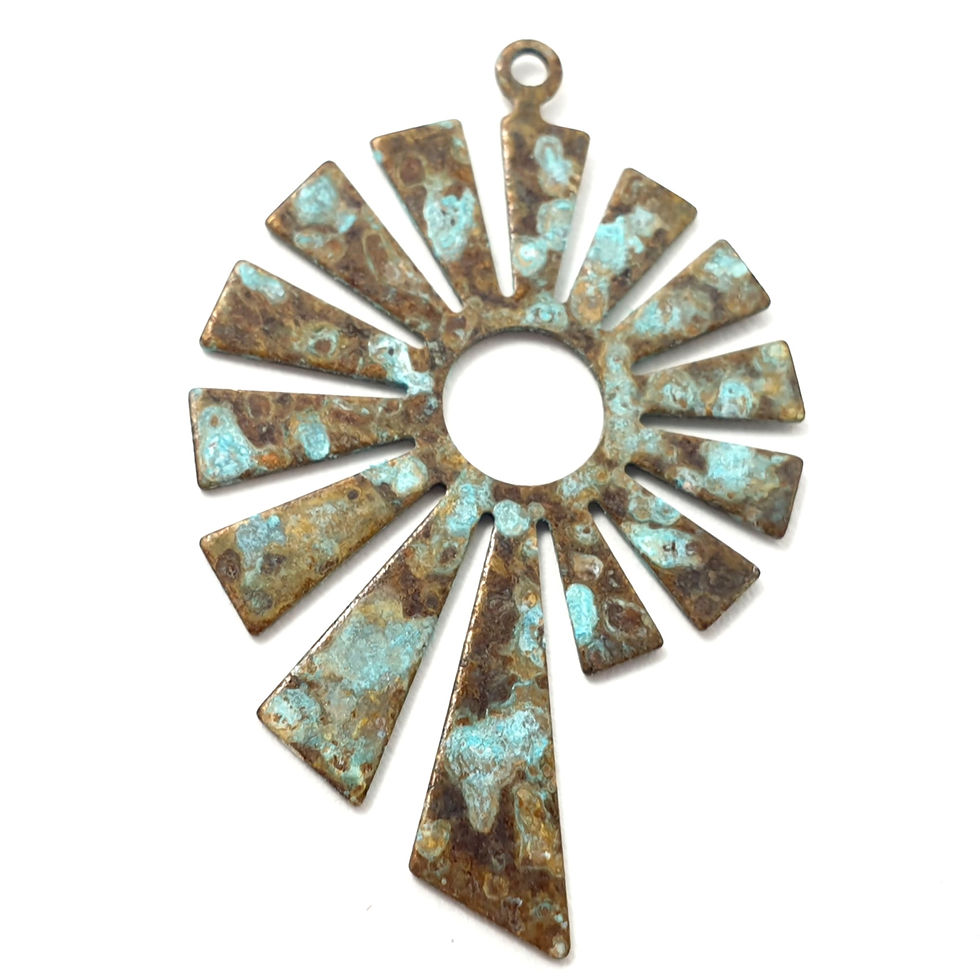 Thumbnail: 4ps Large drop earring charms Sun drop pendant Raw brass Boho findings 892