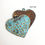 Thumbnail: 4ps Heart wavy brass bead 1 hole Blue green pink vintage patina 959