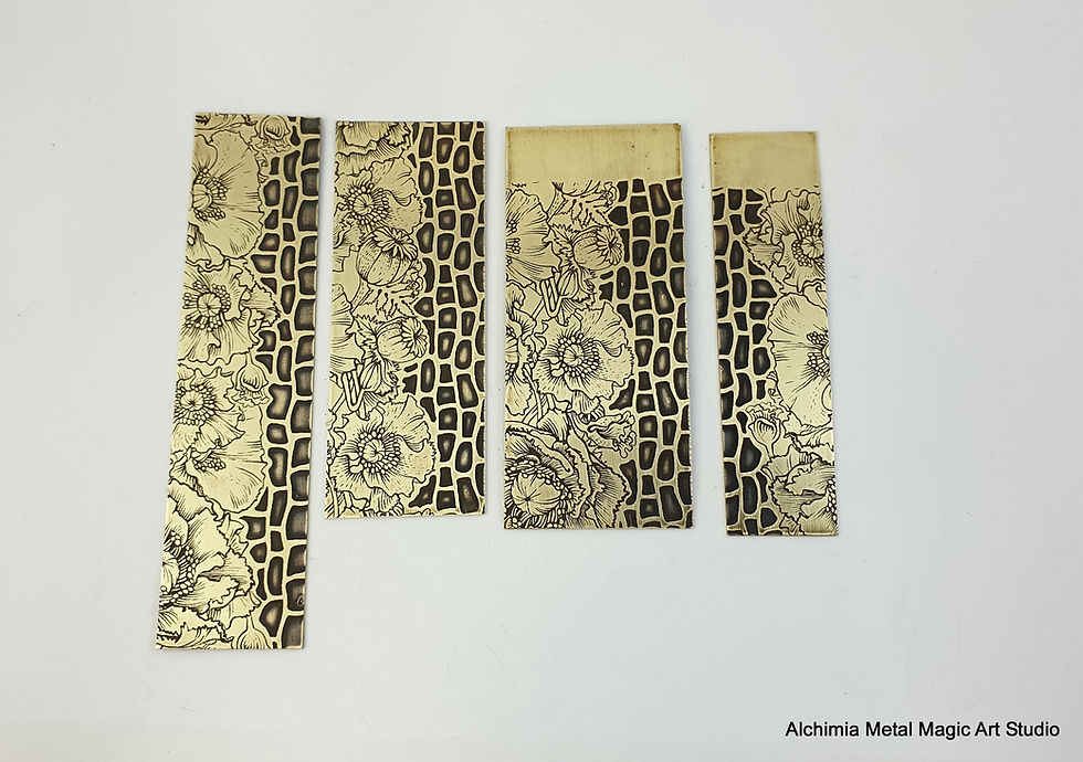 Thumbnail: 4ps texture metal sheets Poppy flowers Oxidized brass blank Art craft