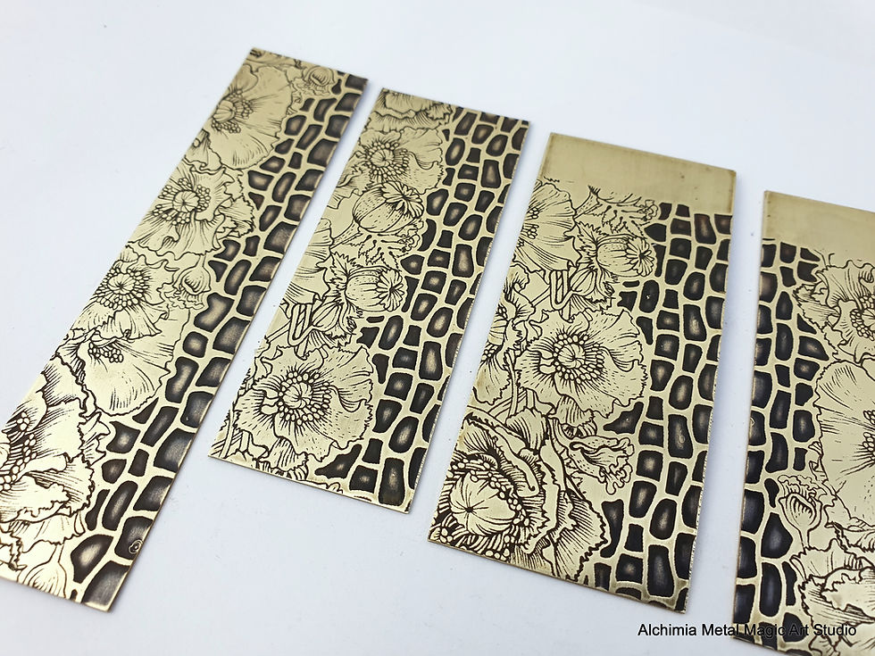 Thumbnail: 4ps texture metal sheets Poppy flowers Oxidized brass blank Art craft