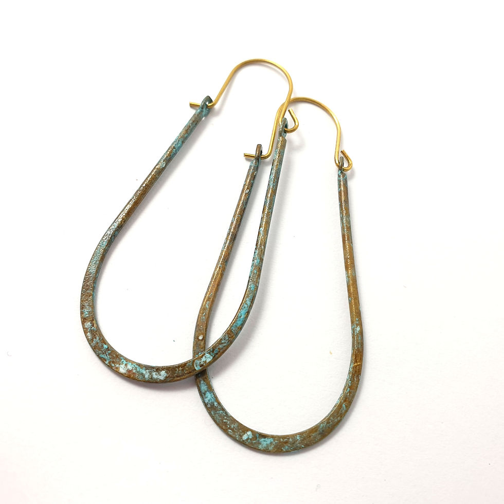 Thumbnail: 4ps (2 pairs) Large wire brass earrings Vintage style 425