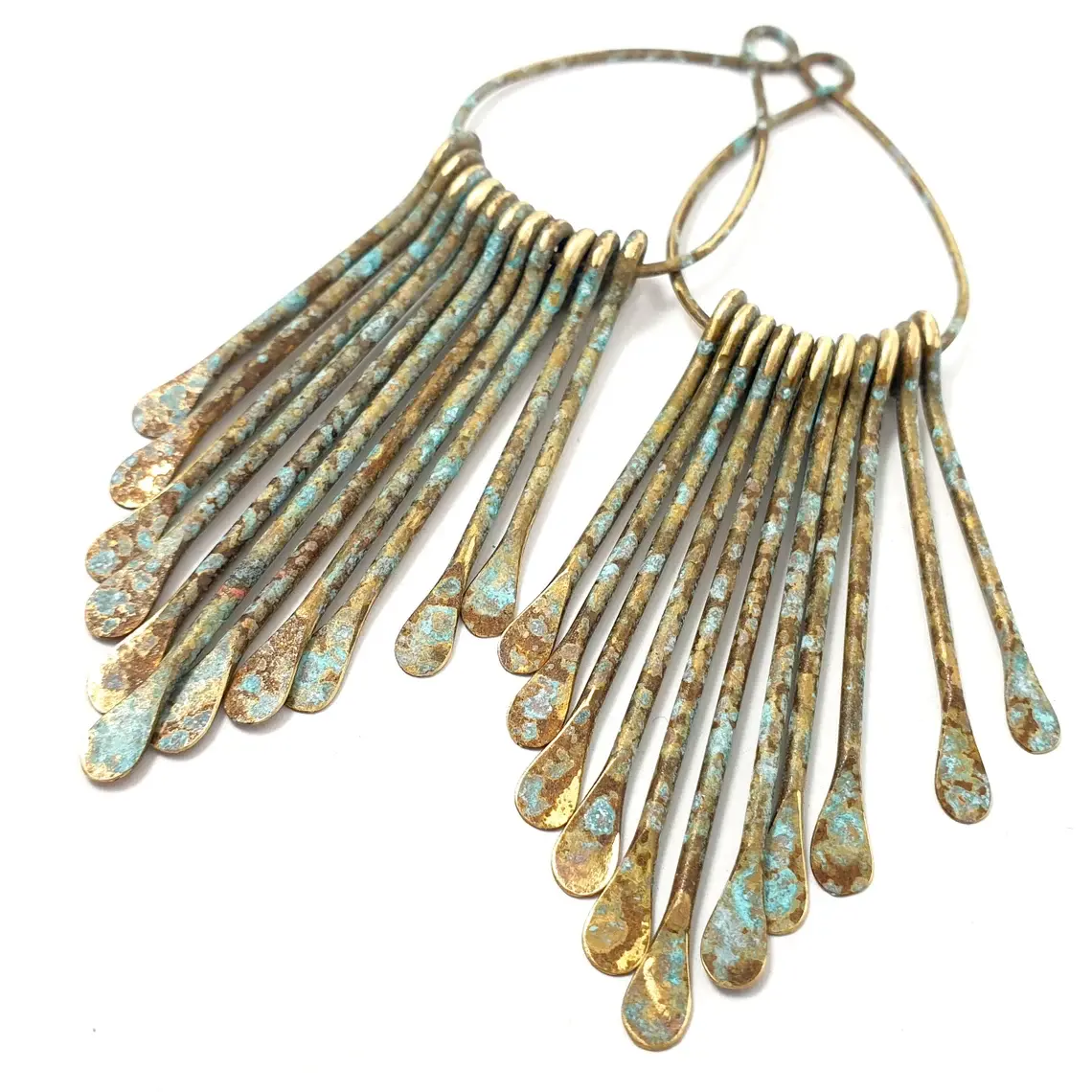 1 pair Tassel earrings Trim brass handmade statement 916