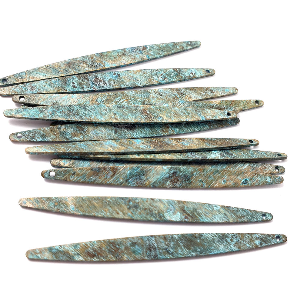 Thumbnail: 12ps Brass strips 2.4" Pendant stick texture charm Unique patina 430