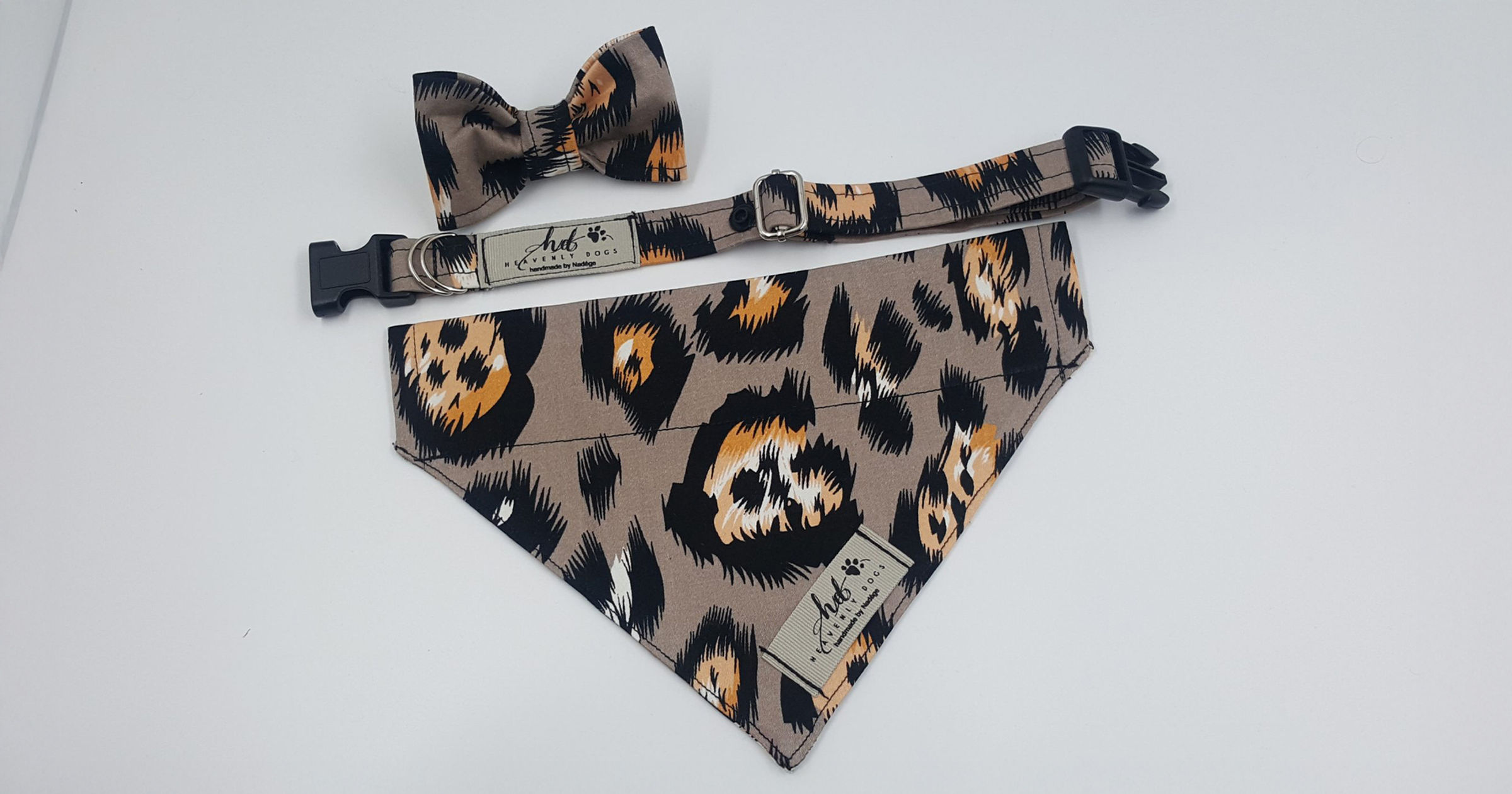 Light Leopard Collar, Bowtie & Bandana