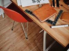 Designer Desk with Notebook and Ruler