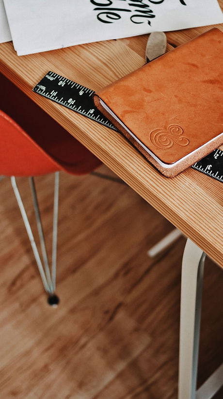 Designer Desk with Notebook and Ruler
